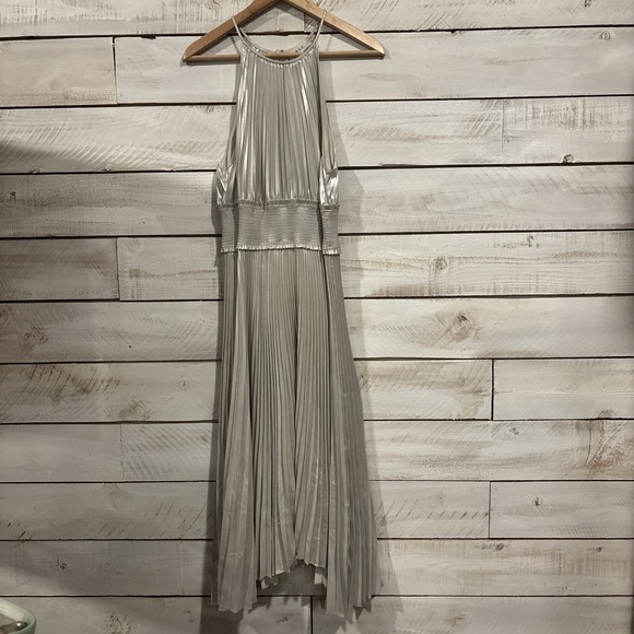 A.L.C. Dresses & Skirts - A.L.C Weston Pleated Midi Cocktail Dress Sz 6 Silver Metallic Sleeveless